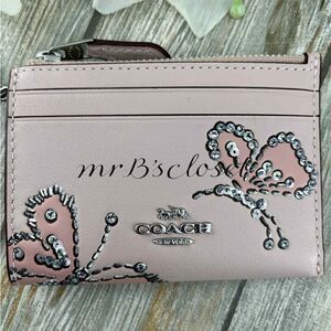 Authentic Coach Mini Skinny Id Case With Butterfly Print Wallet Bag Purse